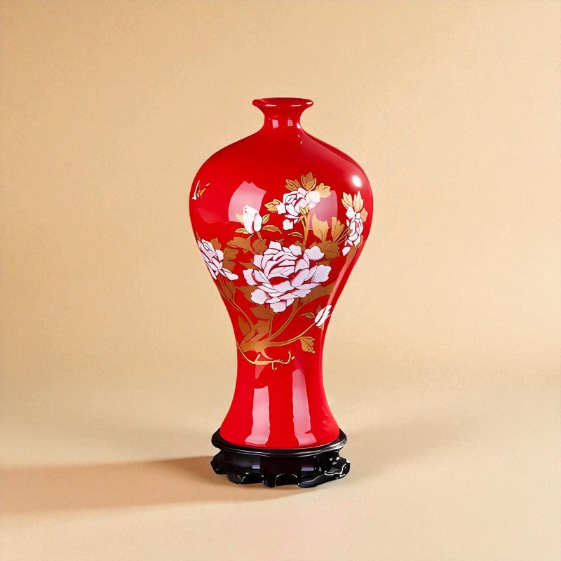 Vase chinois en porcelaine rouge type 7