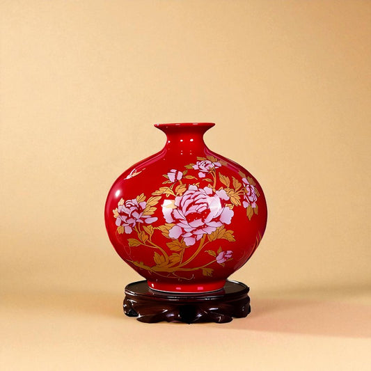 Vase chinois en porcelaine rouge type 8
