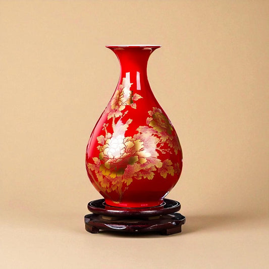 Vase chinois en porcelaine rouge vive type 1
