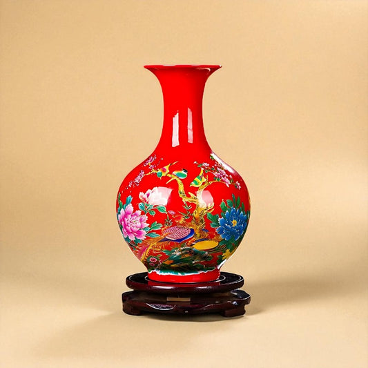 Vase chinois en porcelaine rouge vive type 2