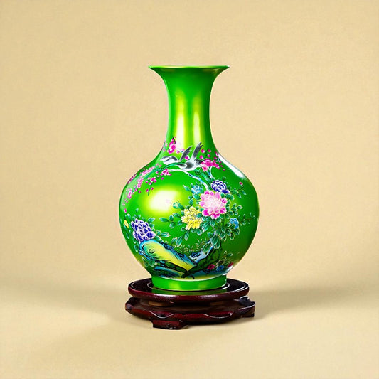 Vase chinois en porcelaine vert vive type 1