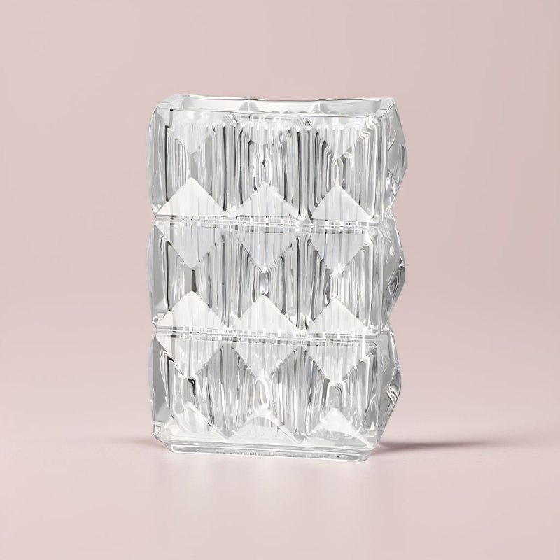 Vase cristal rectangulaire transparent