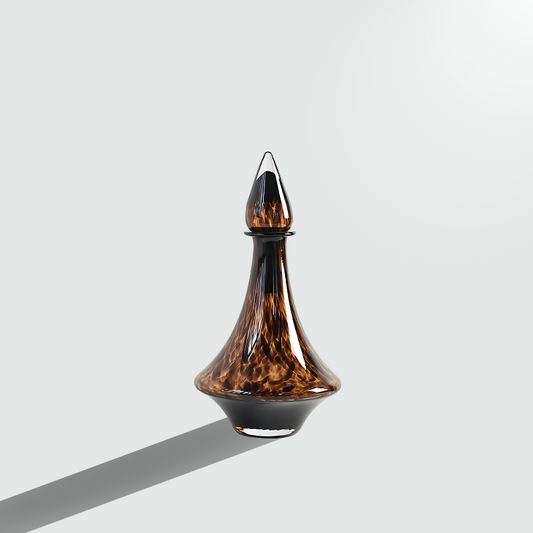 Vase cristal transparent léopard ambre taille M