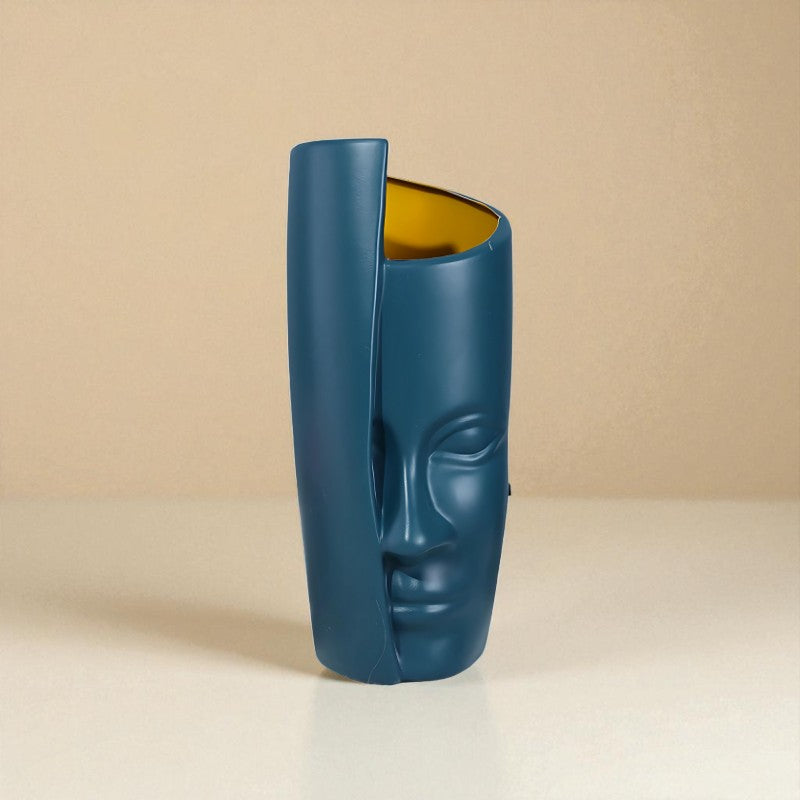 Vase demi visage caché bleu