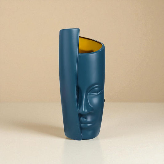 Vase demi visage caché bleu