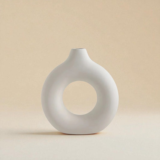 Vase donut blanc L