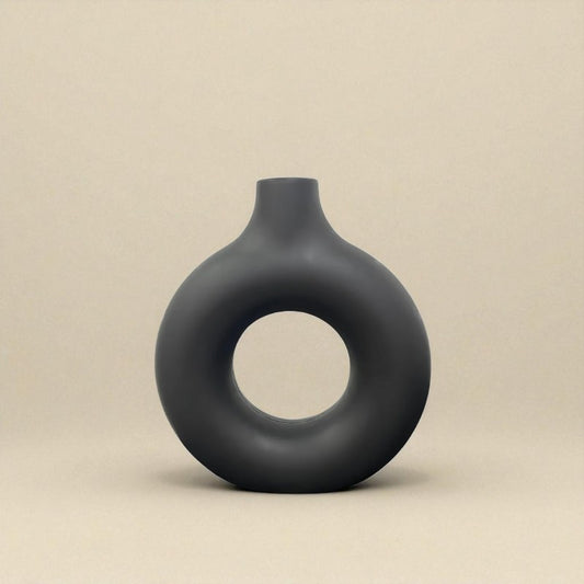 Vase donut noir L