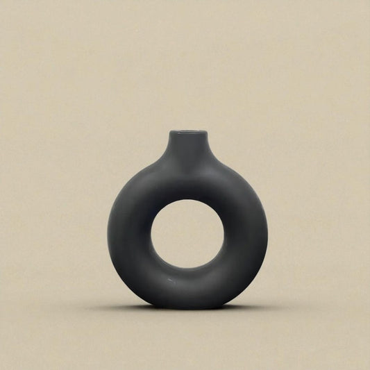 Vase donut noir S