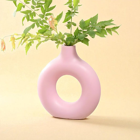 Vase donut rose L