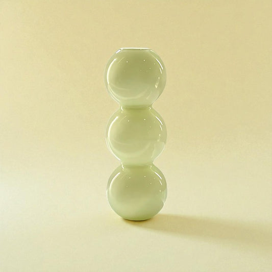 Vase en verre 3 boules jaune