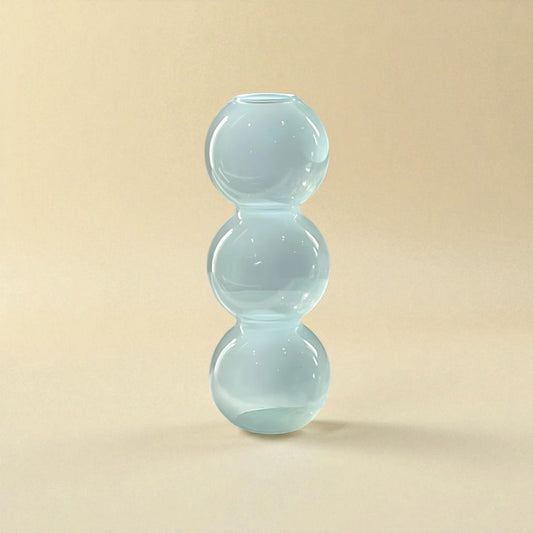 Vase en verre 3 bulles bleu