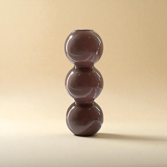 Vase en verre 3 bulles marron