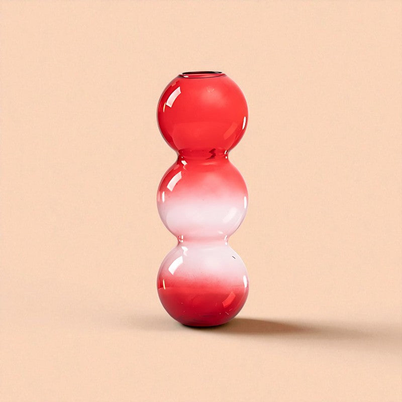 Vase en verre 3 bulles rouge