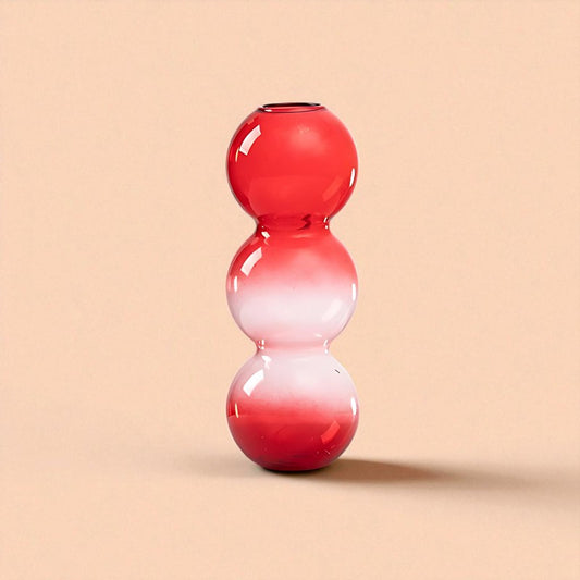 Vase en verre 3 bulles rouge