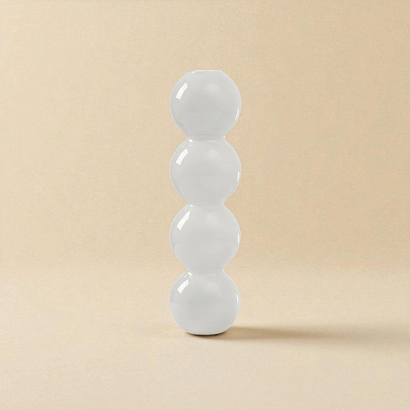 Vase en verre 4 boules blanc