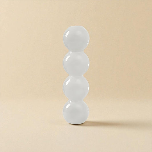 Vase en verre 4 boules blanc