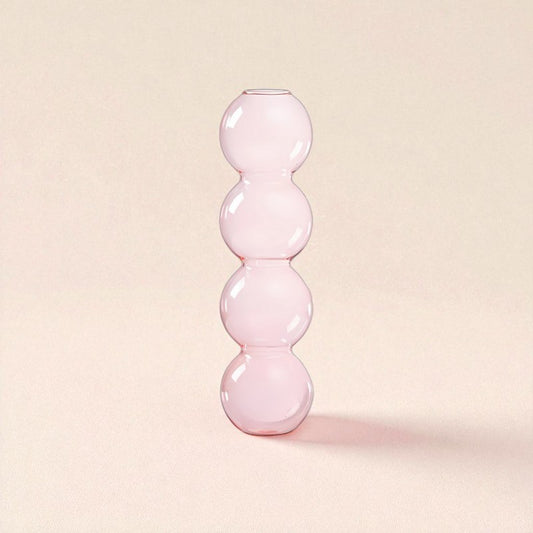 Vase en verre 4 boules rose