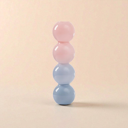 Vase en verre 4 bulles bicolore bleu et rose