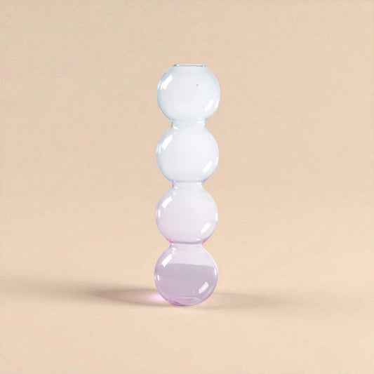 Vase en verre 4 bulles bicolore rose et vert
