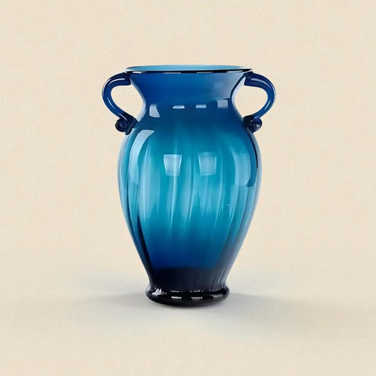 Vase en verre amphore bleu foncé taille L