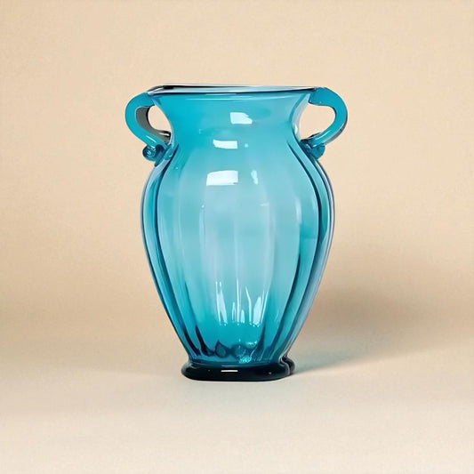 Vase en verre amphore bleu taille L