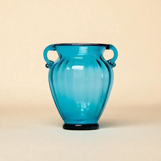 Vase en verre amphore bleu taille M