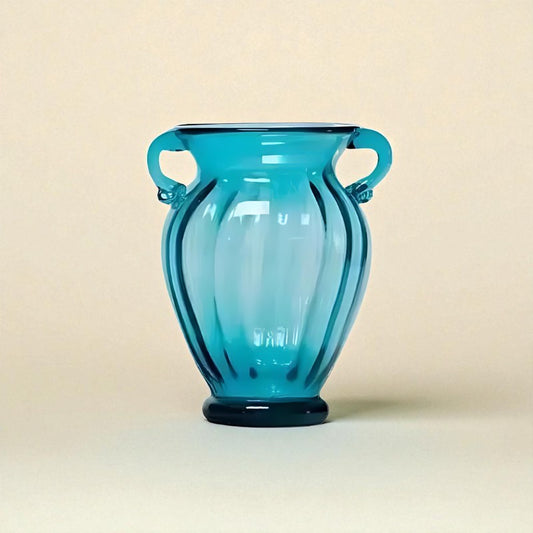 Vase en verre amphore bleu taille S