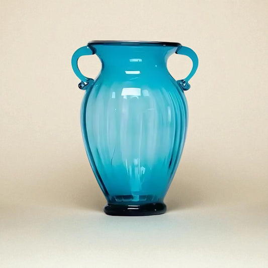 Vase en verre amphore bleu taille XL