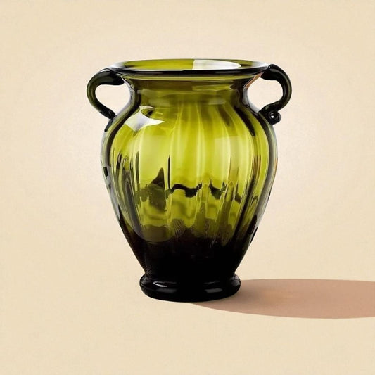 Vase en verre amphore jaune taille XL