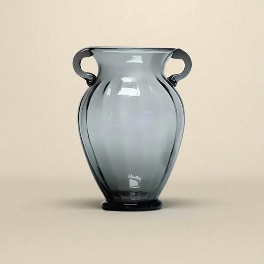 Vase en verre amphore noir taille L