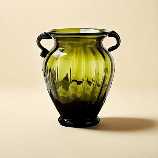 Vase en verre amphore vert taille L