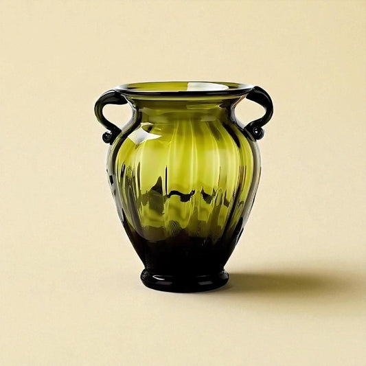 Vase en verre amphore vert taille M