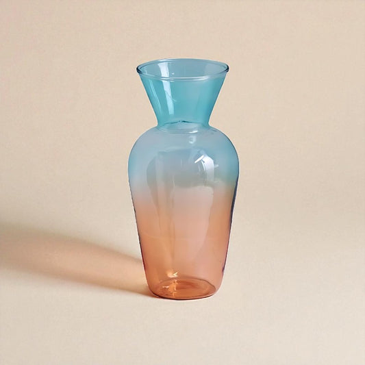 Vase en verre bicolore bleu et orange type 2