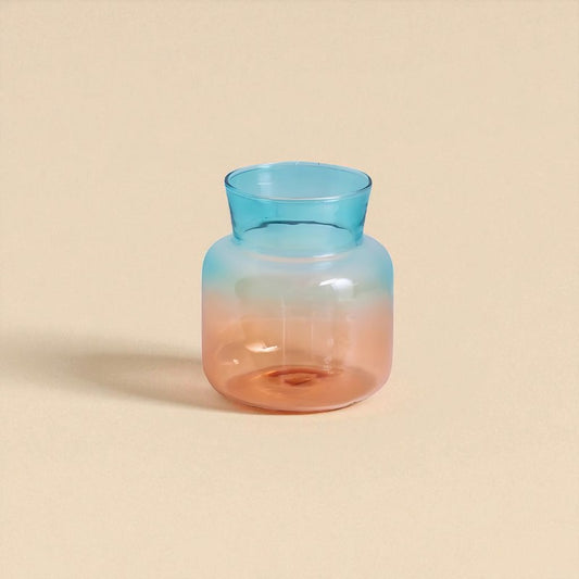 Vase en verre bicolore bleu et orange type 3