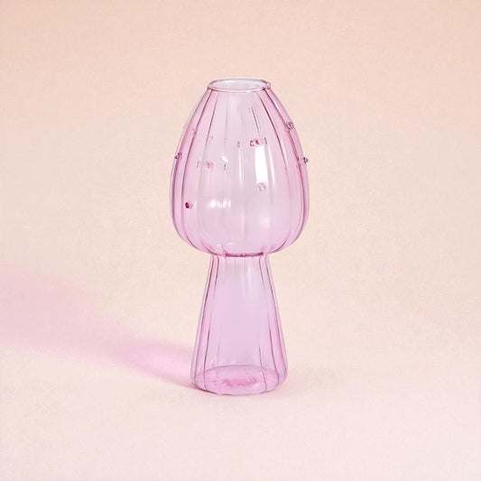 Vase en verre bulbe rose