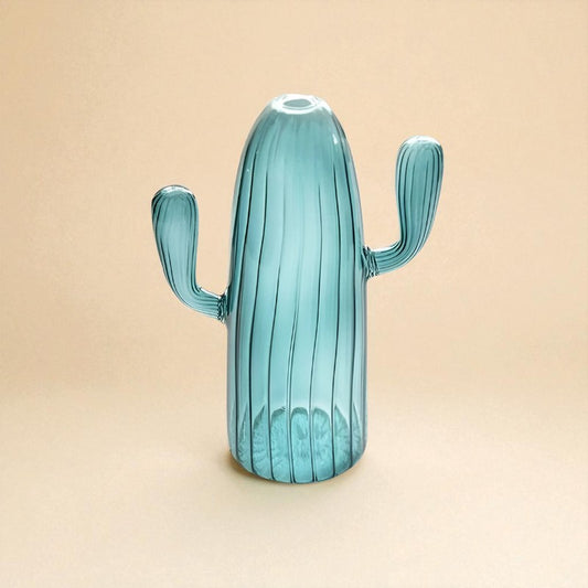 Vase en verre cactus bleu type 1