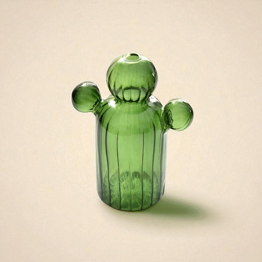 Vase en verre cactus vert type 3