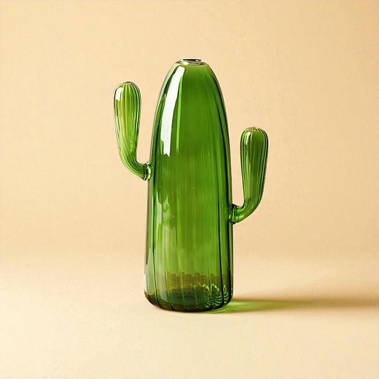 Vase en verre cactus vert type 5