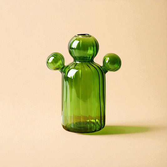 Vase en verre cactus vert type 6