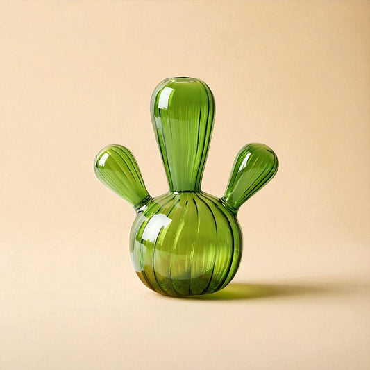 Vase en verre cactus vert type 7