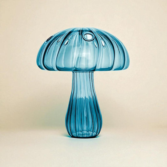 Vase en verre champignon bleu clair