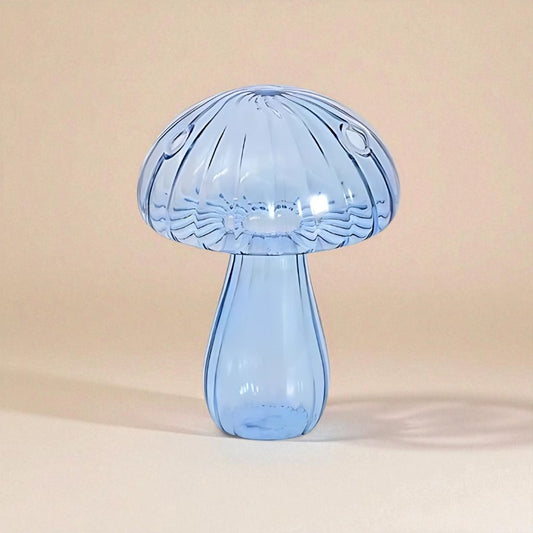 Vase en verre champignon bleu foncé