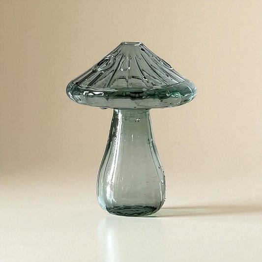 Vase en verre champignon gris