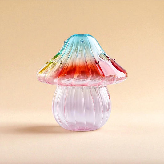 Vase en verre champignon multicolore