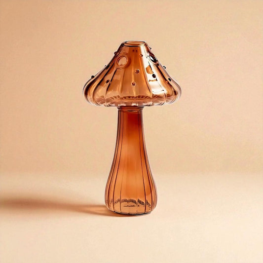 Vase en verre champignon orange