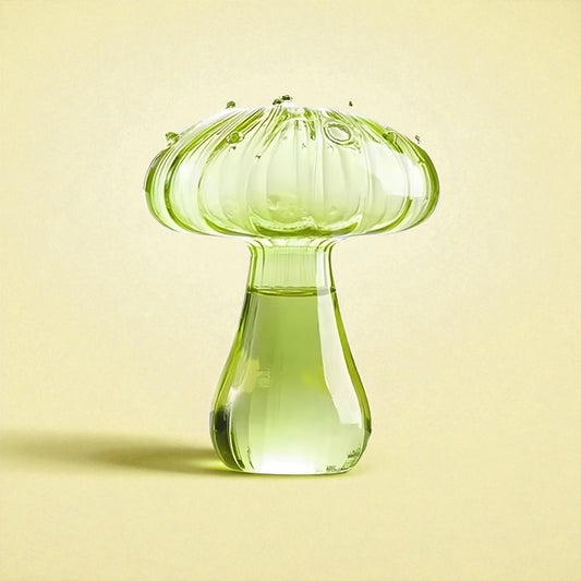 Vase en verre champignon vert
