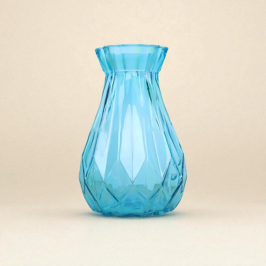 Vase en verre conique bleu ciel