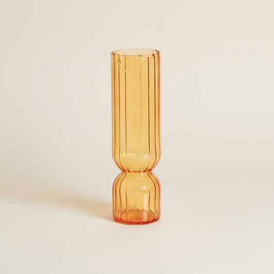 Vase en verre double cylindre orange
