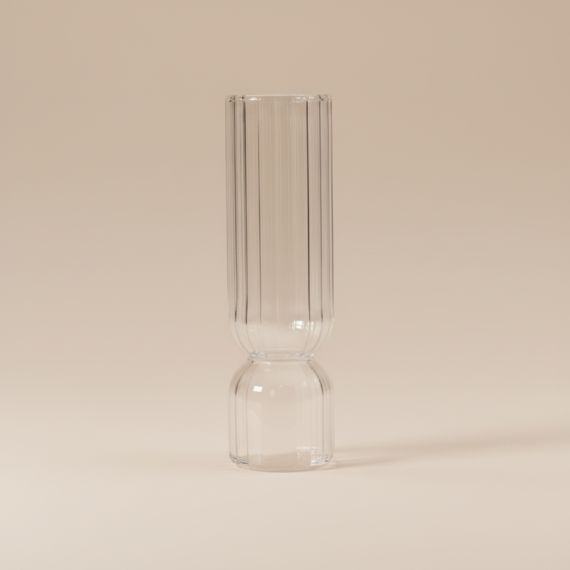 Vase en verre double cylindre transparent