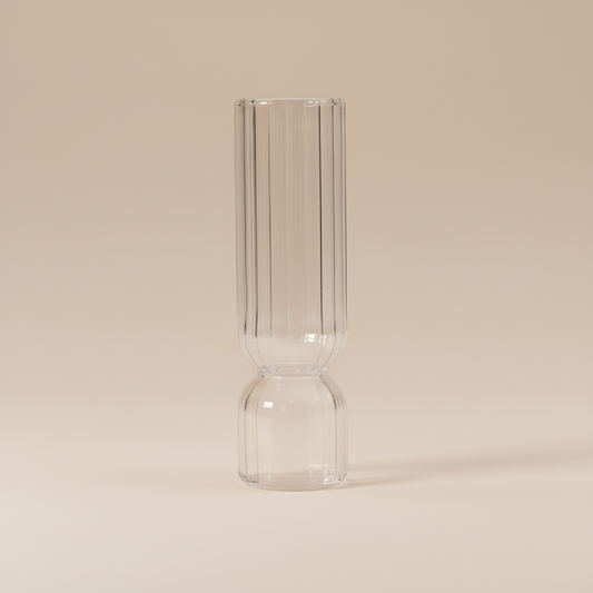 Vase en verre double cylindre transparent